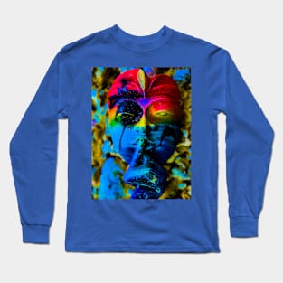 A blue red Bali face mask Long Sleeve T-Shirt